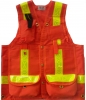 2.Deluxe 14 Pocket Cruiser Vest- Orange Cotton with CSA Reflective Striping and Radio Pocket  
