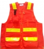 1.Deluxe 14 Pocket Cruiser Vest- Orange Cotton with Reflective Striping and Radio Pocket  