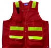 3.Deluxe 14 Pocket Cruiser Vest- Red Cotton with Reflective Striping  and Radio Pocket  
