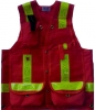 8.Deluxe 14 Pocket Cruiser Vest- Red Cordura with CSA Reflective Striping and Radio Pocket  